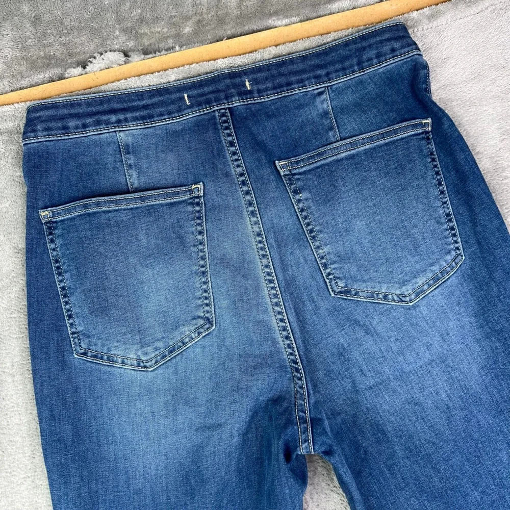 Free People Just Float On Flare Jeans Womens 30 Blue Solid Stretch Bell‎ Bottoms